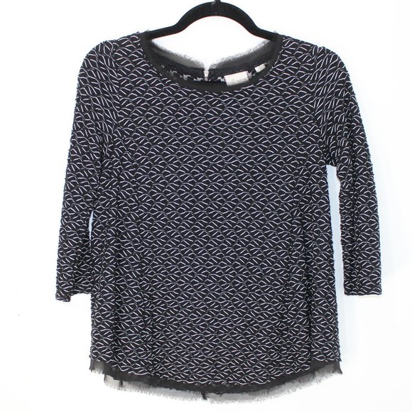 ANTHRO POSTMARK Black and White Textured Top S - Picture 2 of 7